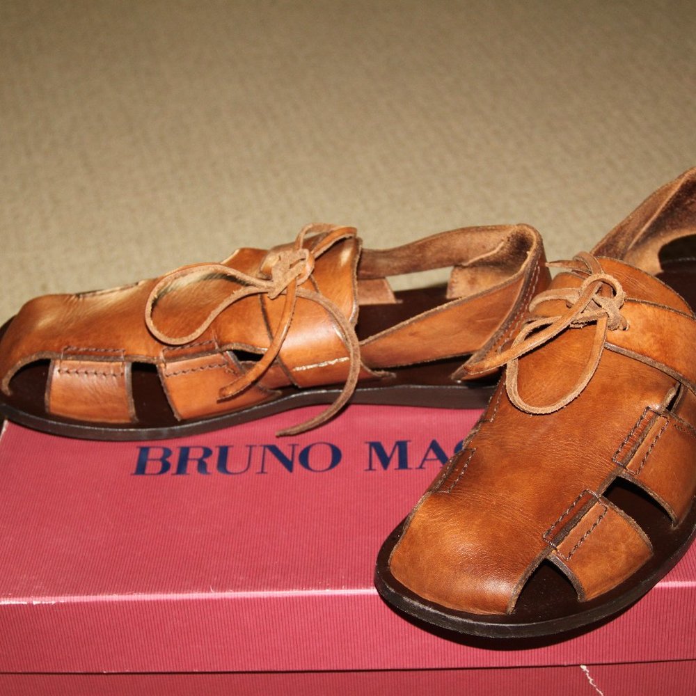 Bruno Magli Handmade in Italy Leather Summer Shoes Sandals Unisex Size 11M
